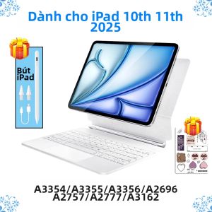 Bao Da Bàn Phím Magic Mới Cho iPad Thế Hệ 10 11 A16 Pro 13/11/12.9 Air 6/5/4 10.9 Với Bút iPad Bluetooth Không Dây Cảm Ứng Đèn Nền Bảo Vệ Máy Tính Bảng