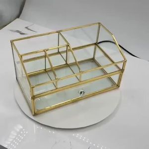 Transparent Glass Drawer Style Cosmetics Organizer