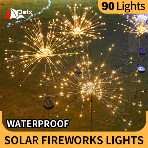 Solar Garden Lights Outdoor Waterproof 90 LED Firework Lamps Outdoor Courtyard Garden Christmas Holiday Decoration
