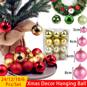 [YESPERY] 3/4/6/8ซม.ต้นคริสต์มาสบอลลูกของเล่นแขวนของประดับงานปาร์ตี้สำหรับตกแต่งบ้านปีใหม่ของขวัญ24ชิ้น/แพ็ค-3ซม.12ชิ้น/แพ็ค-4CM 10ชิ้น/แพ็ค-6ซม.6ชิ้น/แพ็ค-8ซม