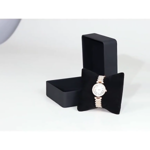 Black Single Watch Gift Box with Pillow PU Leather Wristwatch Display Case Organizer for Men Clamshell PU leather watch case