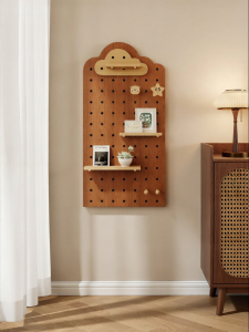 BEIQIVI | Retro Solid Wood Hole Board Shelving Customizable Desktop Entryway Wall Decoration Hole-Free Mounting