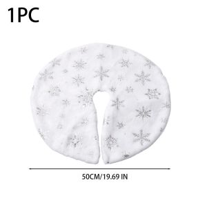 Váy cây thông Noel Sang Trọng 50Cm Lá vàng bạc Bông Tuyết In nền màu trắng Cho Cây Dưới Cửa Sổ thảm cho thú cưng Trang Trí Nội Thất