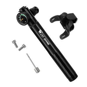 West Biking | WEST BIKING 300PSI Portable Bike Pump With Pressure Gauge Bicycle Mini Tire Inflator For Road Mountain Bike MTB Front Fork