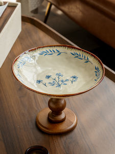 ชามผลไม้เซรามิกสไตล์ย้อนยุค ชามขนม ชามชา ชามผลไม้แห้ง ชามดอกไม้ขอบบาน ชามเซรามิก ชามสำหรับงานเลี้ยงบ้าน