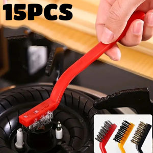 15PCS Gas Stove Cleaning Brush Nylon Stainless Steel Copper Wire Brush Polishing Rust Remover Stove Sink Scrubbing Cleaning Tool