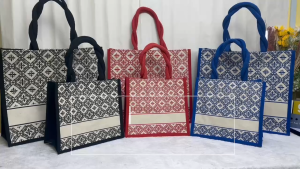 Canvas Laminated Tote Bag Big Small Jute Beg Tangan Wanita Murah Totebag Handbag Shoulder
