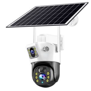 V380 Pro Solar Dual Lens CCTV Camera Smart HD 1080P IP66 waterproof outdoor Dual Screens remote surveillance with sim card 4G or WIFI 20000mAh Low Power Consumption with Solar Panel two-way audio Motion Detection Intelligent Alarm Full Color night vision