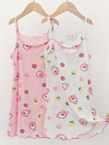 Váy Ngủ Modal Mùa Hè Cho Bé Gái Cộc Tay Không Tay Nhẹ Suspender Váy Trẻ Em Đồ Ngủ Ice Lụa Quần Áo Mỏng Ở Nhà Cho Bé Gái