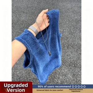 Vintage Style Textured Breathable Sleeveless T-shirt