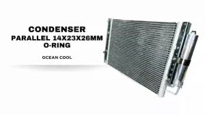 แผงแอร์ 14x23 นิ้ว หนา 26 มิลลิเมตร โอริ่ง แบบพาราเรล พร้อมไดเออร์ CD0158 Condenser Parallel Flow คอยล์ร้อนรังผึ้งแอร์ แผงคอยล์ร้อน