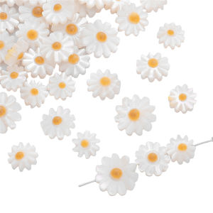 8/10/12 มม. แฮนด์เมดลูกปัดดอกเดซี่เปลือกหอยธรรมชาติสำหรับต่างหูสร้อยคอทำด้วยตัวเอง