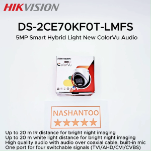 (2025 New) HIKVISION DS-2CE70KF0T-LMFS 3K(5MP 16:9) Smart Hybrid Light New ColorVu Audio Analog Turret Camera Up to 20m IR/White Light Distance Built-in Mic CCTV Camera