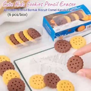 NOVELTY Creative Kids Cookies(6pcs/box) & Toast Bread Pencil Eraser (4pcs/pack) Kindergarten Children Day Christmas Birthday Gifts Doorgift Goodies Present Student Gift Rubber Party Present
