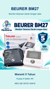 BEURER BM27 Automatic Upper Arm Blood Pressure Monitor BM 27 (Germany Brand) — 5 Years Warranty