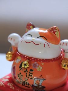 招财猫 存钱罐 Lucky Cat 4.5寸夜光开运招财猫 送五帝钱 feng shui风水摆设品 门店摆放 新年装饰品摆件 开业礼 Home Decor