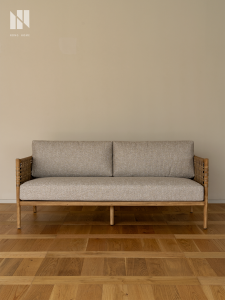 NONG HOME | Retro South Asian Wabi Sabi Style Three-person Rattan Wood Sofa