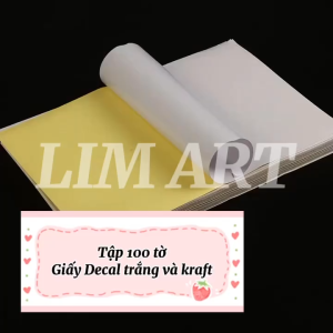 Tập 20 Tờ Giấy Decal A4 Dán – Trắng Trơn Trắng Bóng Kraft LIM ART