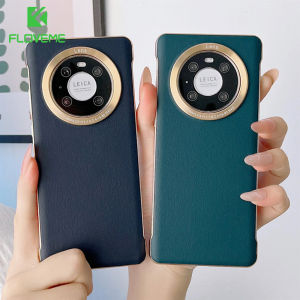 FLOVEME Luxury Leather Matte Frameless Phone Case For Huawei P50 Pro P40 Pro Plating Lens Protection Business Frosted Anti fingerprint Back Cover For Huawei Mate 50 40 30 Pro