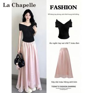 La Chapelle | Bộ Đồ Lụa Bóng Hai Mảnh Áo Midi
