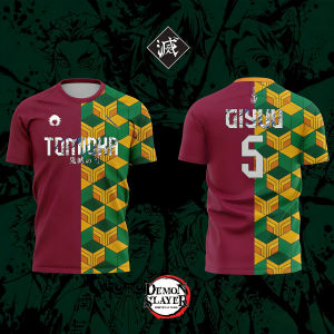 Bandai | 2026 Bandai Demon Slayer Anime GIYUU NO.5 3D Print Football Jersey for Mens Tshirt Summer Sports Casual Tees Kids/Adult Y2k