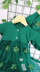 Gamis Anak Aisy Set Hijab HIJAU BOTOL SERIES usia 0-12 thn