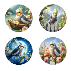 4 bird-printed coasters suitable for daily family gathering decoration offices anti-slip wooden coasters and festival gifts