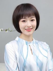 SIX | Human Hair Short Bob Full Wig for Middle-aged Women