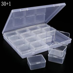 Small Bead Organizer Cases Plastic Organizer Box Mini Clear Bead Storage Container Box with Hinged Lid for DIY Jewelry Supply
