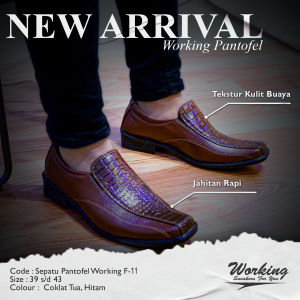 Sepatu Pantofel Pria Working F-11 - Sepatu Dinas Kantor - Sepatu Kulit Pria - Sepatu Slip On Casual