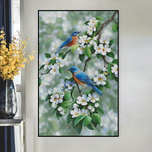 Modern Simple Style Cross Stitch Kit JJ1160 Floral Branch Bird Handmade Living Room Plant Cotton Fabric White Color