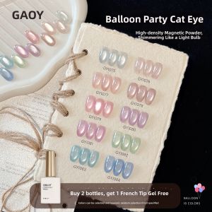 GAOY | Dopamine White Cat Eye Nail Polish Gel Glass Beads