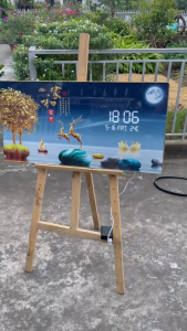 Tranh treo tường có đồng hồ led điện tử cao cấp trang trí nhà cửa phòng khách hiện đại