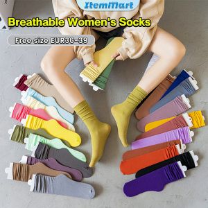 ItemMart Womens Socks Pure Color Breathable Feet Calf Socks Fashion Medium Tube Socks