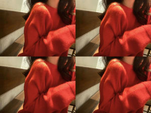 เสื้อสเวตเตอร์ถักคอปกกลมทรงหลวมสไตล์เกาหลีสำหรับผู้หญิงในฤดูใบไม้ร่วงและฤดูหนาว เสื้อคลุมกันหนาวแบบสวมหัวสีแดงขนกระต่าย