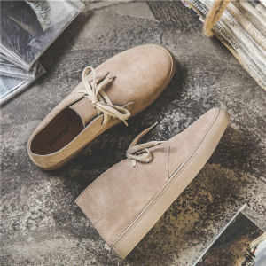 Spring Summer Mens Martin Boots High Top Vintage Leather Shoes Casual mid Top Couple Short Boots Trendy Flat Heel Desert Boots