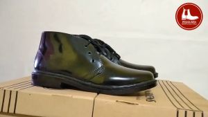 SEPATU PDH PRIA HITAM GLOSSY KILAP TALI STANDAR JATAH TNI POLRI SATPAM KULIT SINTETIS