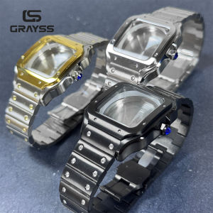 Square Watch Case Santos NH35 38mm 316L Stainless steel Watch Accessories Modification Parts for NH35 4R35 NH36 4R36 Movements