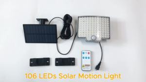 Solar Light for Outdoor 106/122 LED Solar Light Outdoor with Motion Sensor IP65 Waterproof 120° Lighting Angle Solar Wall Light