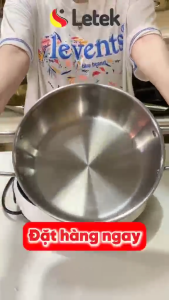 Nồi inox đa năng Letek cao cấp thương hiệu Đức inox nguyên khối Letek LMP26 chảo sâu lòng 2 quai rán chiên xào nấu canh