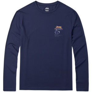 Jeep | Jeep Mens Round Neck Sweatshirt Modal Comfortable Outdoor Casual Warm T-shirt Early Autumn Commemorative Style Long Sleeve Shirt