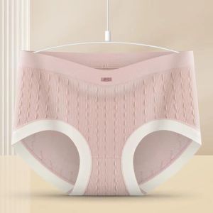 8-Piece Boxed Argy Wormwood Antibacterial Underwear Womens Mid-Waist Student Girl Plaid Seamless Womens High Elastic Breathability Briefs