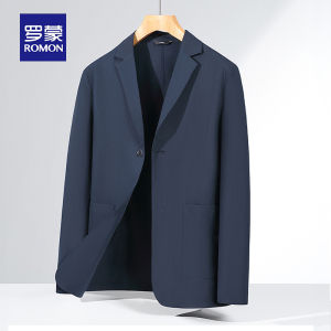 ROMON | Lormen Mens Casual Summer Ultra-Thin Ice Silk Jacket Business Stylish Sun Protection Single-Breasted Coat Fashionable City Wear