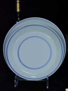 Khách Sạn Thương Mại Xi Hong Jingdezhen Ceramic Dĩa Thức Ăn Tròn 78 Inch Dĩa Lót Màu Trong Suốt Viền Xanh Sâu Dĩa Xương