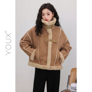 YOUXIANG | Áo Khoác Len Vintage Dày