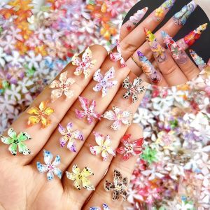 20/40/60/80pcs Ice Crystal Flower DIY Art Stickers Colorful Elegant Flowers Rose Sliders Nails Petals Manicure Decor Jelly Drill