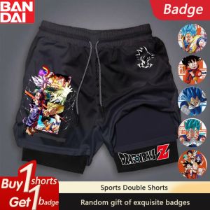 Bandai | 2025 Dragon Ball Anime Peripheral GOKU Printed Double-layer Shorts American Sports Mens Summer Loose Breathable Pants