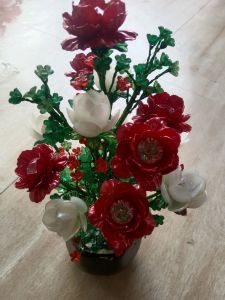 bunga hias akrilik mawar mutiara