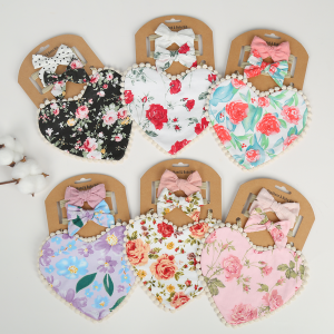 3Pcs/Lot Baby Rose Heart Bibs With Headbands I Love Mom Cotton Floral Bandana Saliva Towel Photography Props Mothers Day Gifts