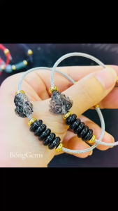 vòng tay tì hưu thạch anh tóc đen tự nhiên vip mix đồng điếu thạch anh tóc đen vòng tay đá phong thủy hợp mệnh thủy mệnh mộc trang sức thiết kế đủ hóa đơn thẻ bảo hành